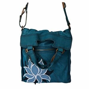 Lucky Brand Abbey Road Turquoise Floral Leather Bag